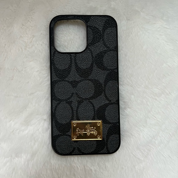 Coach Other - Coach Signature Black and Gold Phone Case
